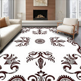 Traditional Damask Scroll Motif Hallway with Flourishes (Brown)