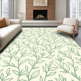 Botanical Leaf Vine Trellis Garden Nature Motif Floor (Ivory) - ODIKA