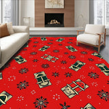 Whimsical Sleigh Ride with Festive Gifts and Evergreen Sprigs Motif(Red)