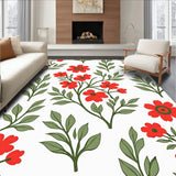 Distressed Botanical Floral Tapestry with Faded Petal Designs (Red)