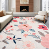 Ultra Soft Area Rug, Non Slip, Stain Resistant, Washable Area Rugs for Living Room, Bedroom, Blush Pink Boho Nursery Foldable Machine Washable Rug(White)
