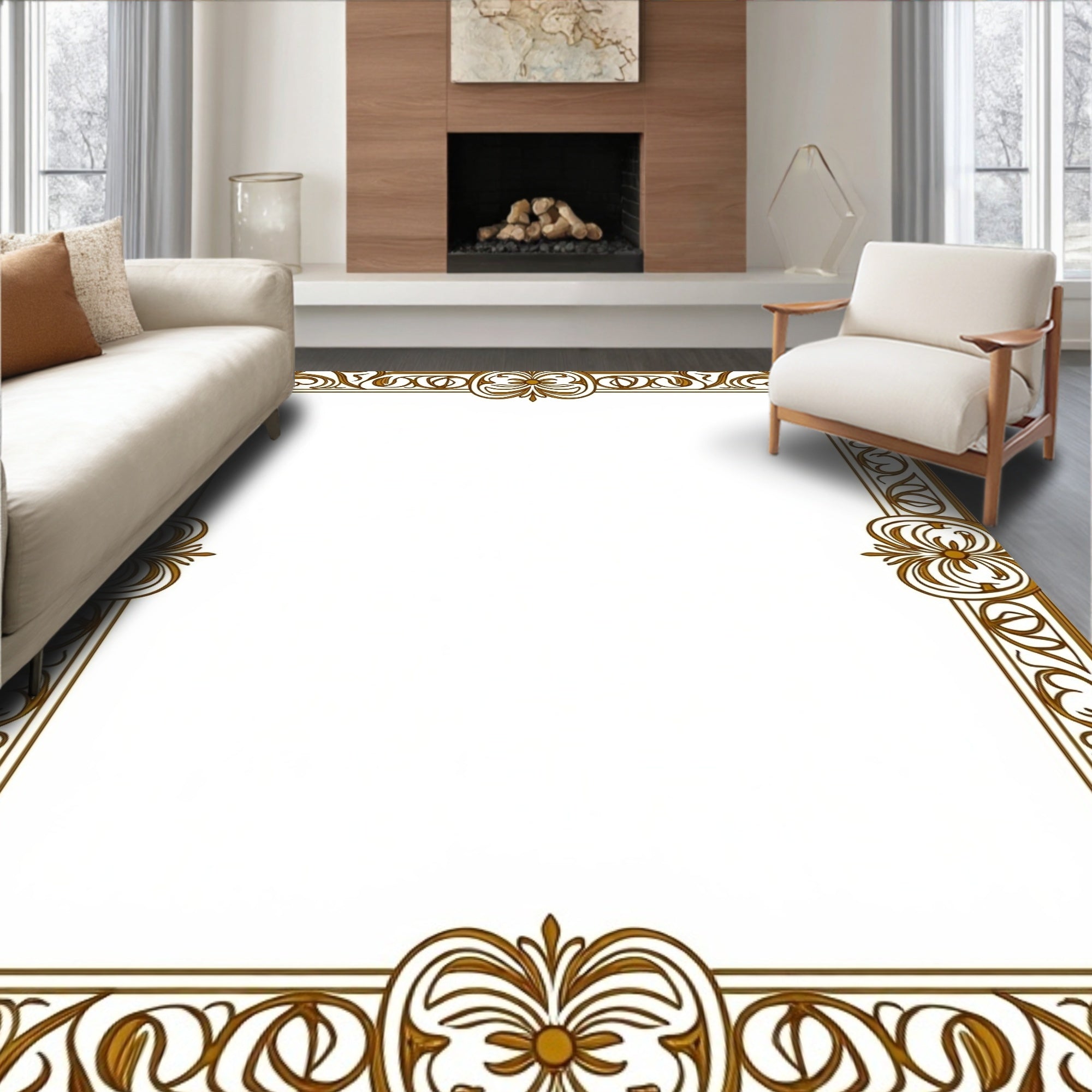 Baroque Filigree Ornamental Latticework with Flourishing Leaf Details (Gold) - ODIKA