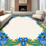 Graceful Petal Symphony Surrounded By Harmonious Edge Detailing(Blue)