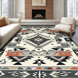 Abstract Tribal Round Area Black Gray Off White(Gray)