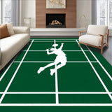 Badminton Jump Smash Player Silhouette Court(Green)