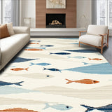 Coastal Tide Bright Fish Beige Blue Area(Beige)