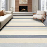 Relaxed Stripe Patio Durable Beige & Blue Mat(Beige)