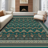 Intricate Geometric Design Area with Teal and Copper Accents(Blue)