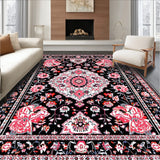 Whimsical Patterned Floral Scene(Black)