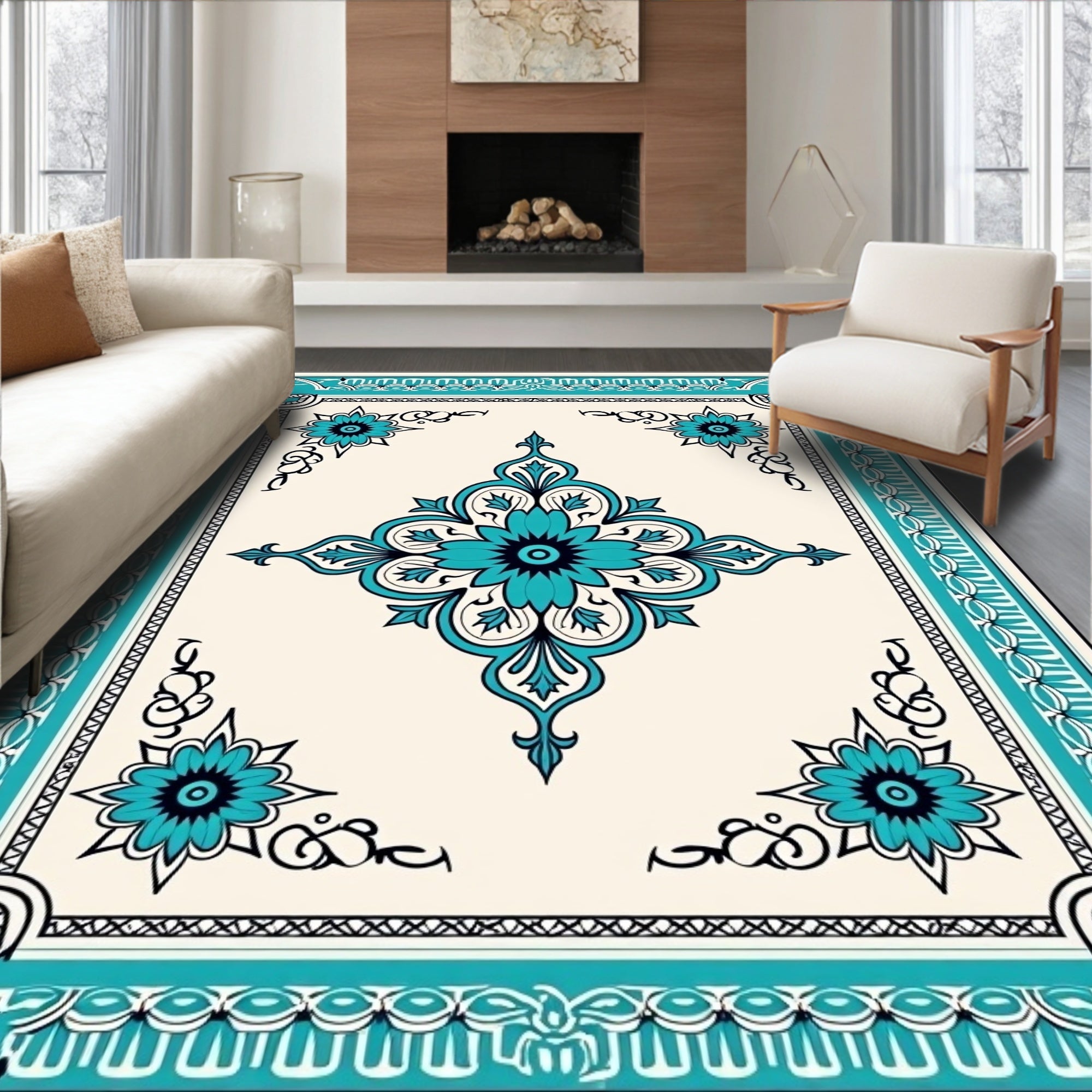 Inspired Quatrefoil Medallion Boho Eclectic Statement (Blue) - ODIKA