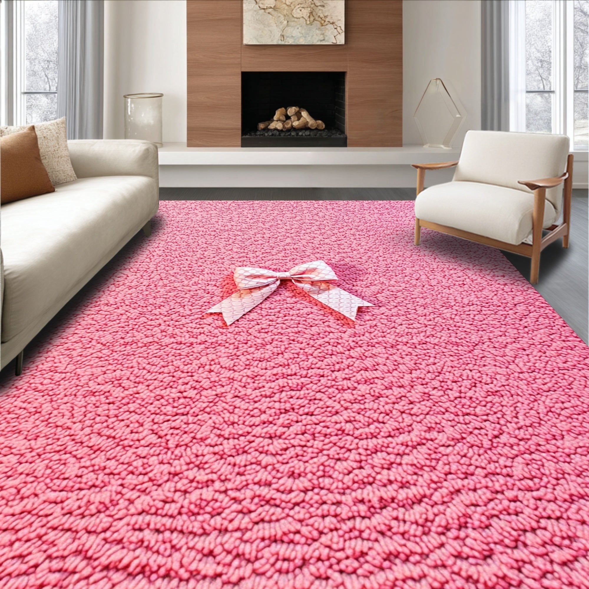 Ultra Soft Area Rug, Non Slip, Stain Resistant, Washable Area Rugs for Living Room, Bedroom, Aesthetic Pastel Pink Bath Mat with Non-Slip Design(Pink)