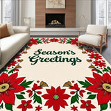 Jolly Poinsettia Bordered Greeting Coir Doorstep Decoration(Ivory)