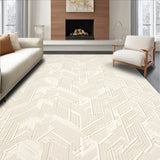 Elegant Area with Classic Chevron Design in Creamy Beige Color(Beige)
