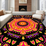 Enchanting Boho Medallion Sunburst Kaleidoscope Throw(Black)