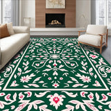 Boho Meadow Featuring Stylized Petals and Interwoven Leaf Motifs (Green)