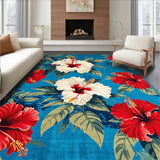 Tropical Bloom Patio Area With Weather Resistant High Low Design(Blue)