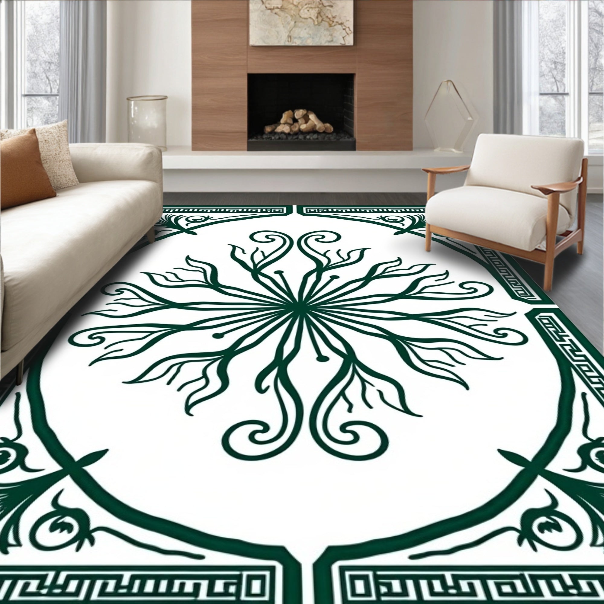 Sunburst Scrollwork with Fluid Interlocking Arcs (Green) - ODIKA