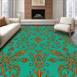 Jade Flooring with Swirling Paisley Flourishes (Blue) - ODIKA