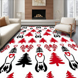 Rustic Cabin Motif with Interlocking Pine Trees and Tiny Embellishments(White)