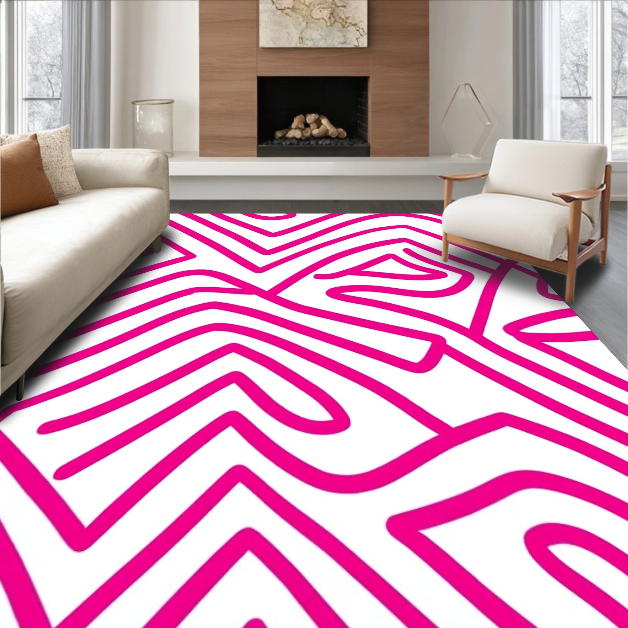 Chevron Zigzag Wave with Ombre Color Transition Effects (Pink) - ODIKA