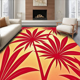 Tropical Sunset Palm Frond Non Slip Shedding Floor(Red)