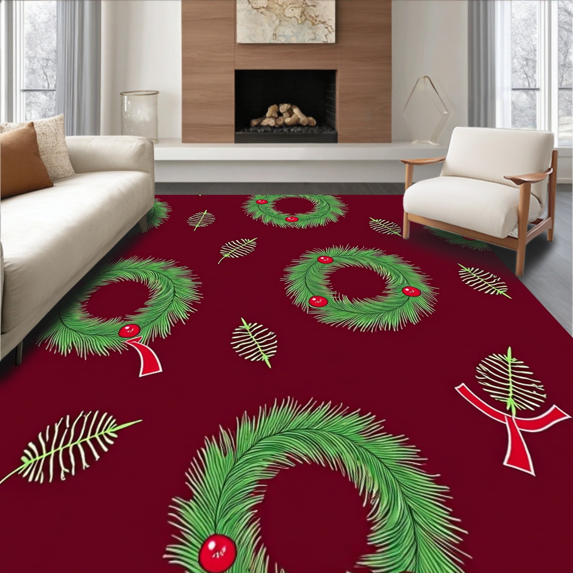 Elegant Pinecone Wreath Botanical Seasonal Adornment(Red)