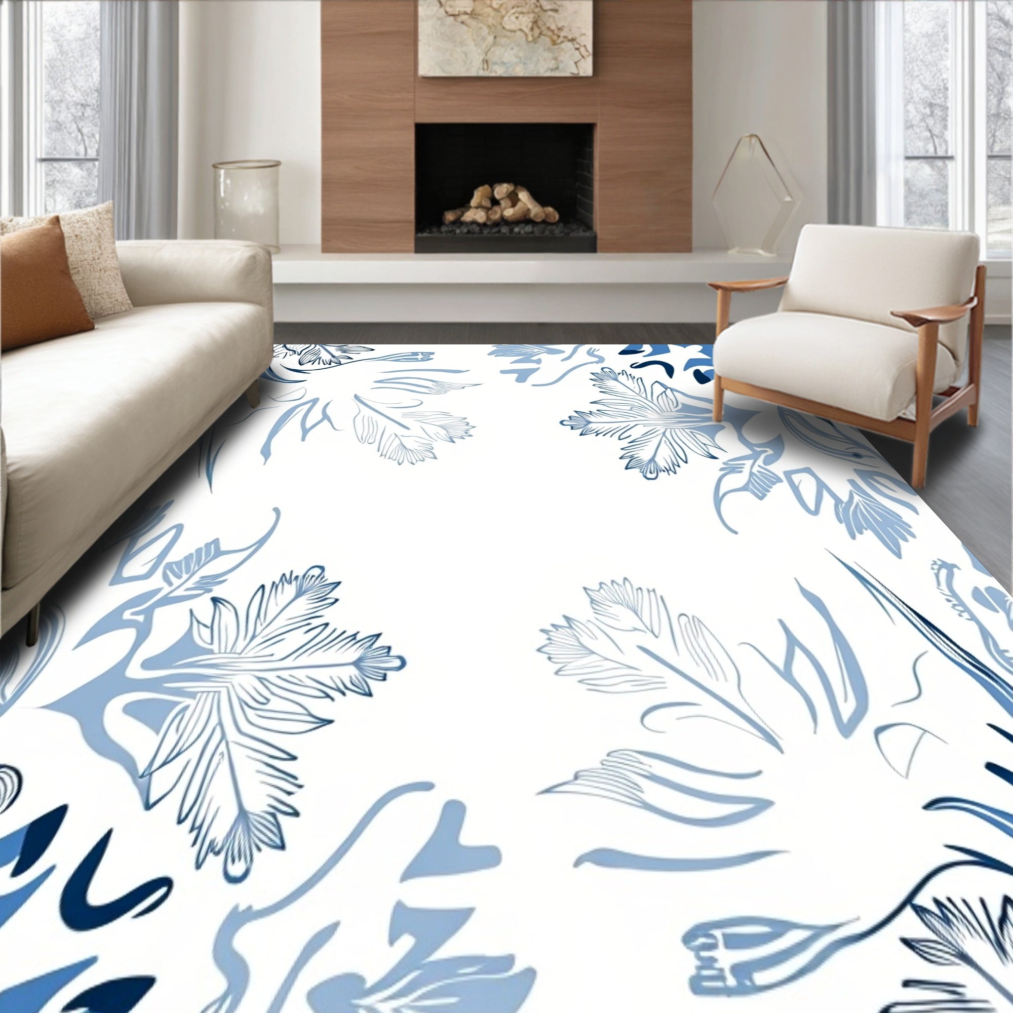 Elegant Snowfall Cascade Frosted Abstract Winter Art Design(Blue)