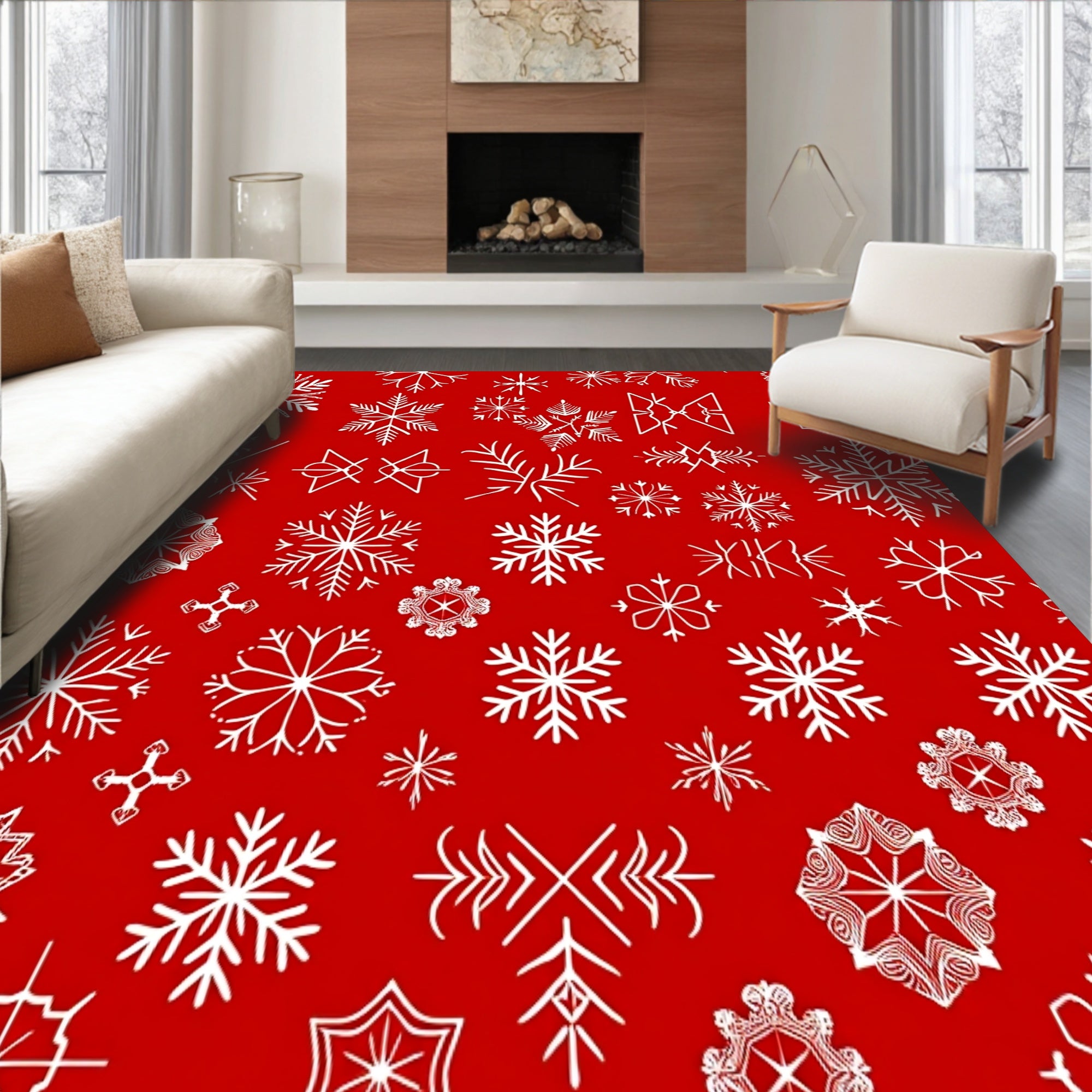 Festive Snowflake Winter Wonderland Holiday Decoration(Red)
