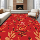 Rustic Abstract Floral Mosaic with Seasonal Leaf Detailing(Red)