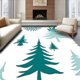 Nordic Pine Tree Tapestry with Reindeer Motifs(Blue)