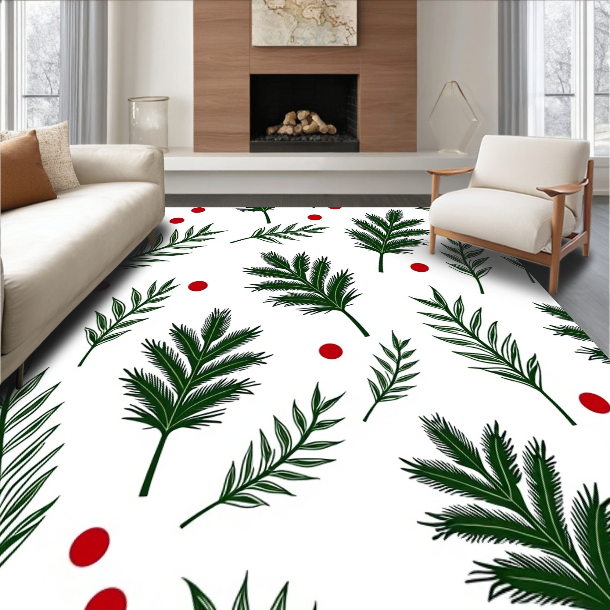Heirloom Pinecone Bough Tapestry With Evergreen Needle Accents(Green)