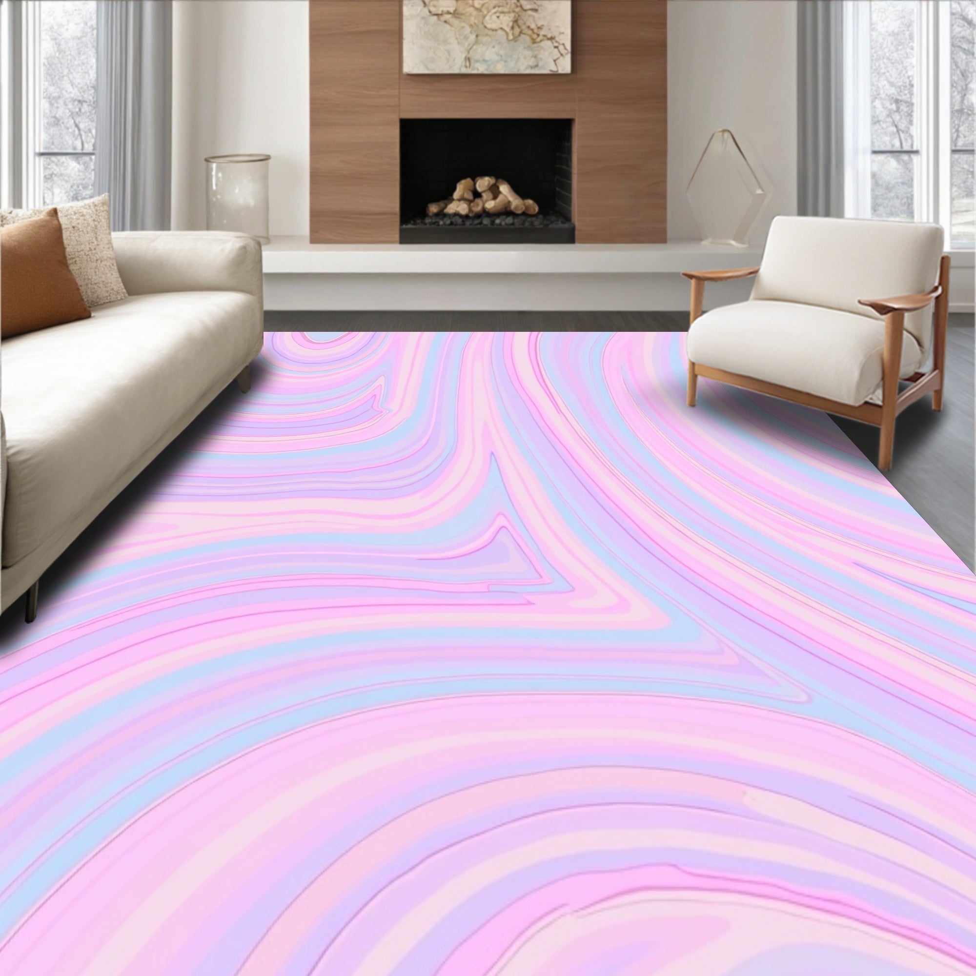 Modern Swirl Design with Radiant Flowing Lines(Pink)