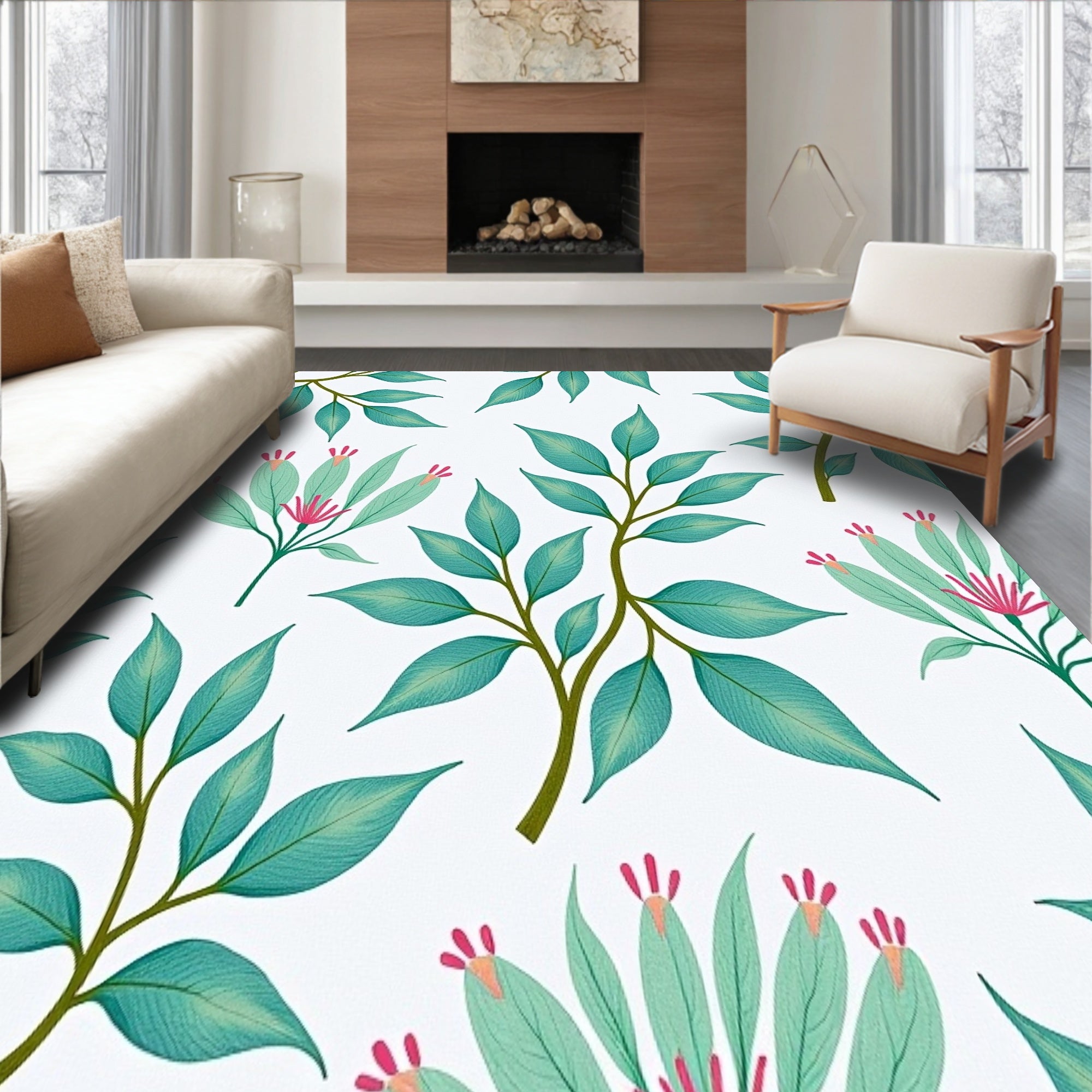 Elegant Verdant Bouquet Sophisticated Natural Artistry (Blue) - ODIKA