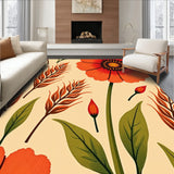 Harvest Season Poppy Meadow with Autumn Florals(Beige)