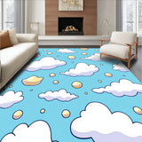 Whimsical Puff Throw with Cottony Sky Formation Graphics(Blue)