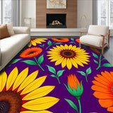 Vintage Sunflower Burst with Autumn Poppy Medallion Floral Design(Purple)