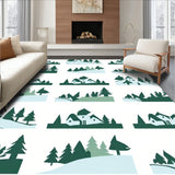 Nordic Winter Village Scene Textured Celebration Contemporary Design(Green)