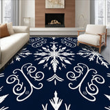 Festive Snowflake Winter Wonderland Semi Circle Welcome Entryway(Blue)