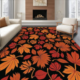 Harvest Maple Leaf Cascade Area with Swirling Foliage Design(Black)