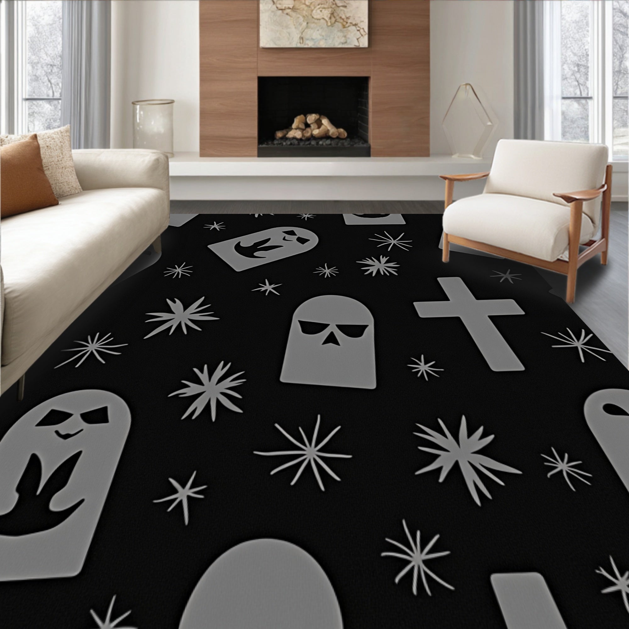 Haunted Graveyard Tombstone Halloween Novelty Accent(Black) - ODIKA