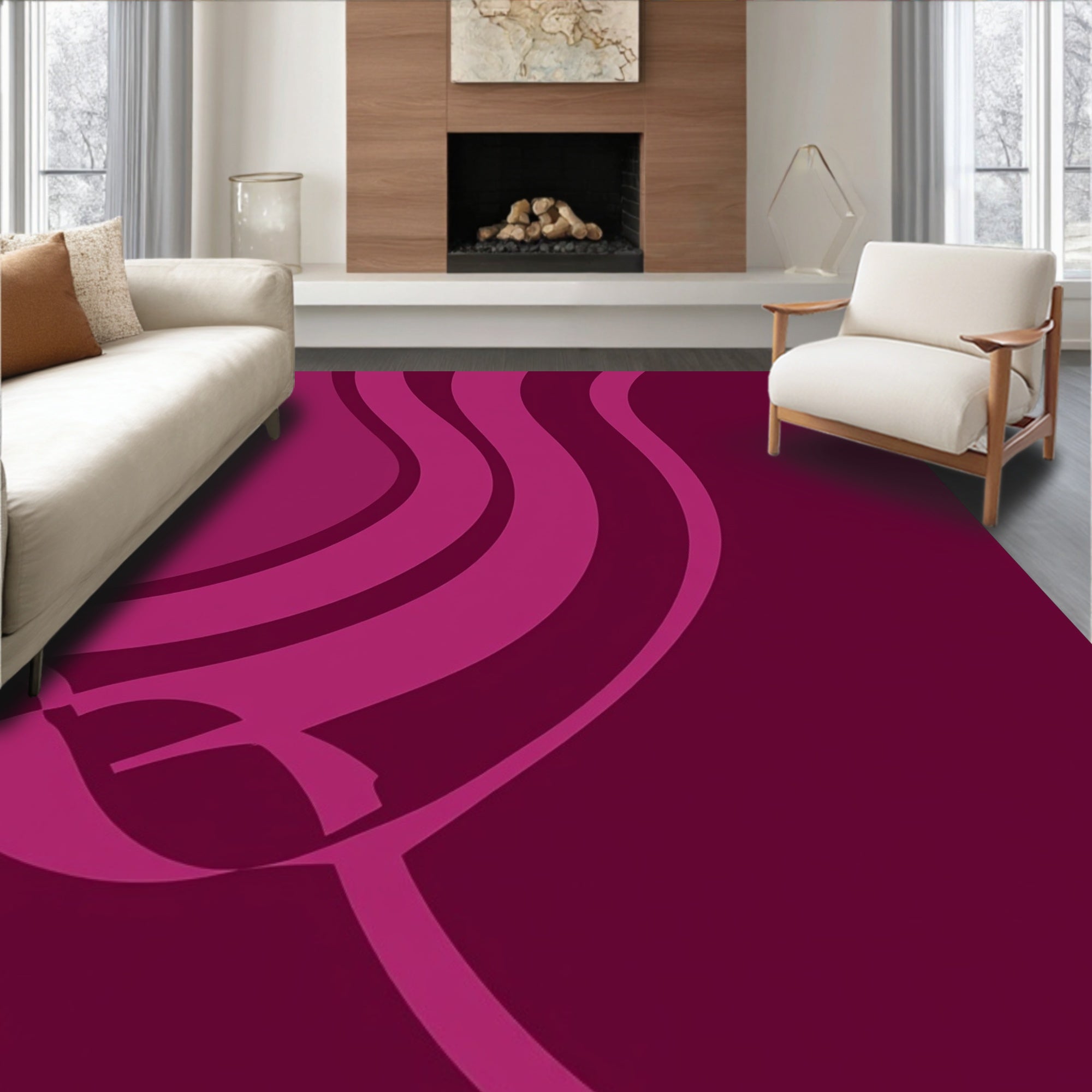 Contemporary Wave with Gradient Crimson Hues(Pink)