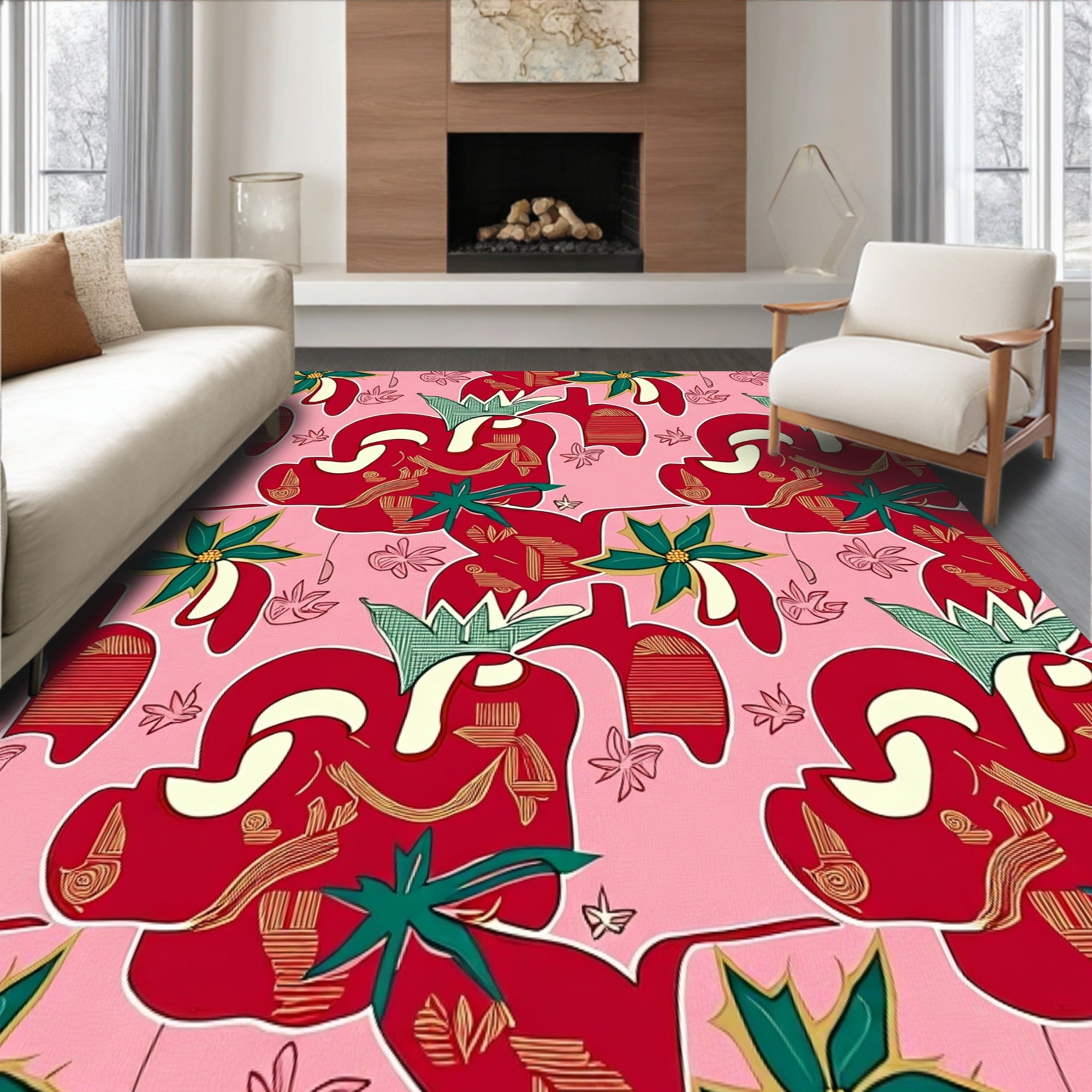 Festive Patchwork with Interlocking Cane and Motifs(Red)