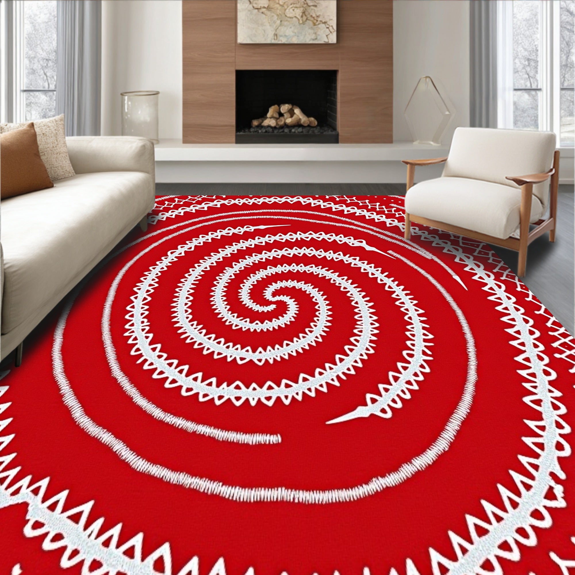 Celestial Spiral with Starlit Snowflake Embellishments(Red)