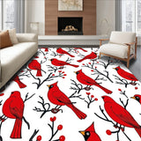 Cardinal Motif with Winter Berry Branch Decorative Floor(Red)