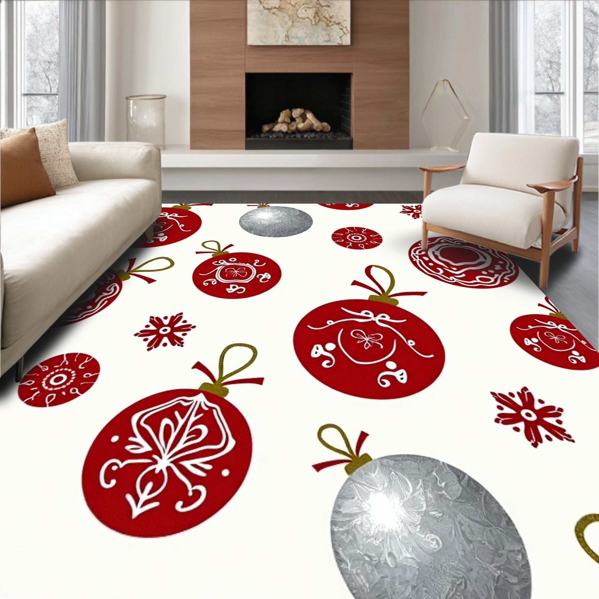 Christmas Ornament Medallion with Bauble Display(Red)