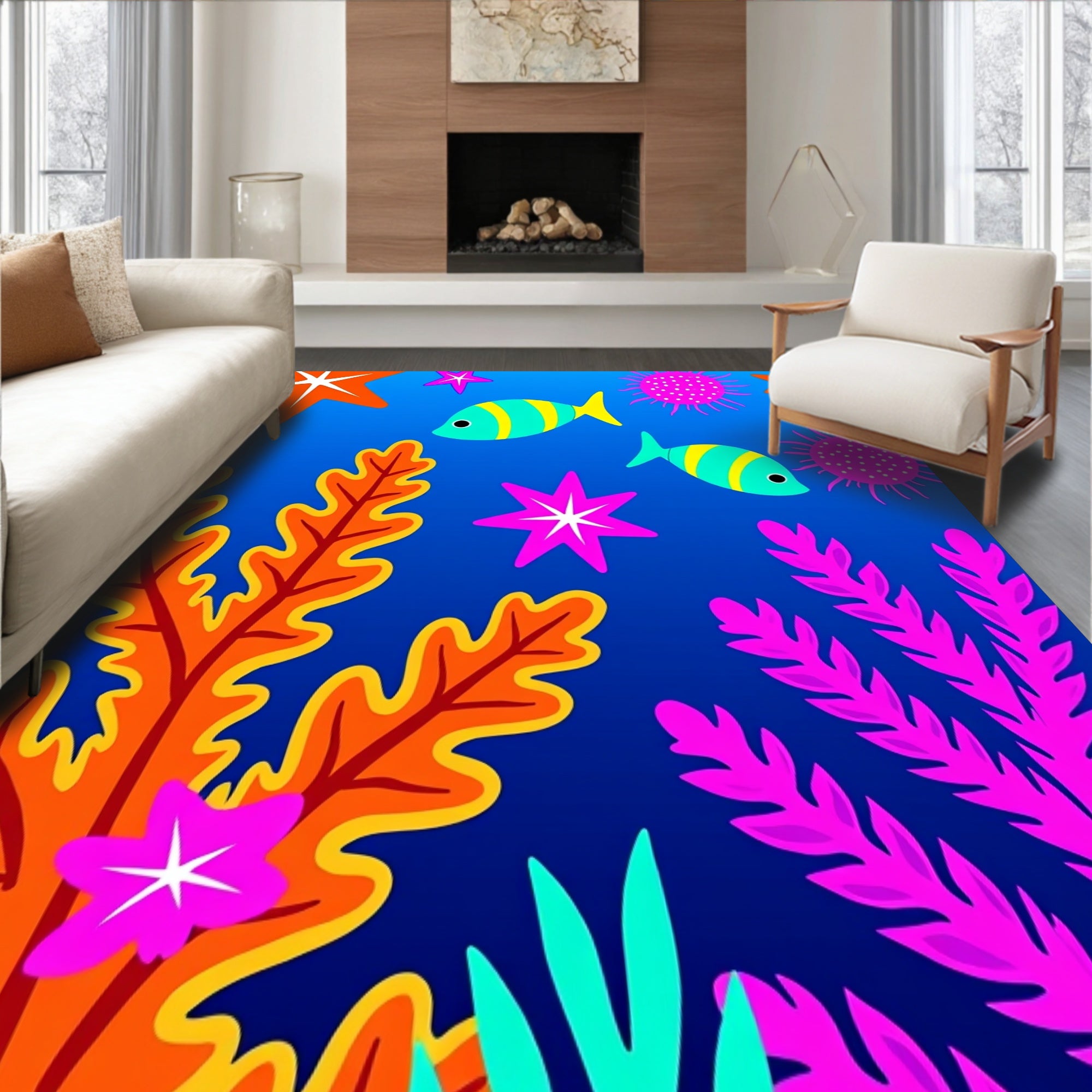 Starfish Coral Reef Underwater Design(Blue)