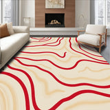 Abstract Wave with Flowing Curves and Earthy Neutral Palette(Red)
