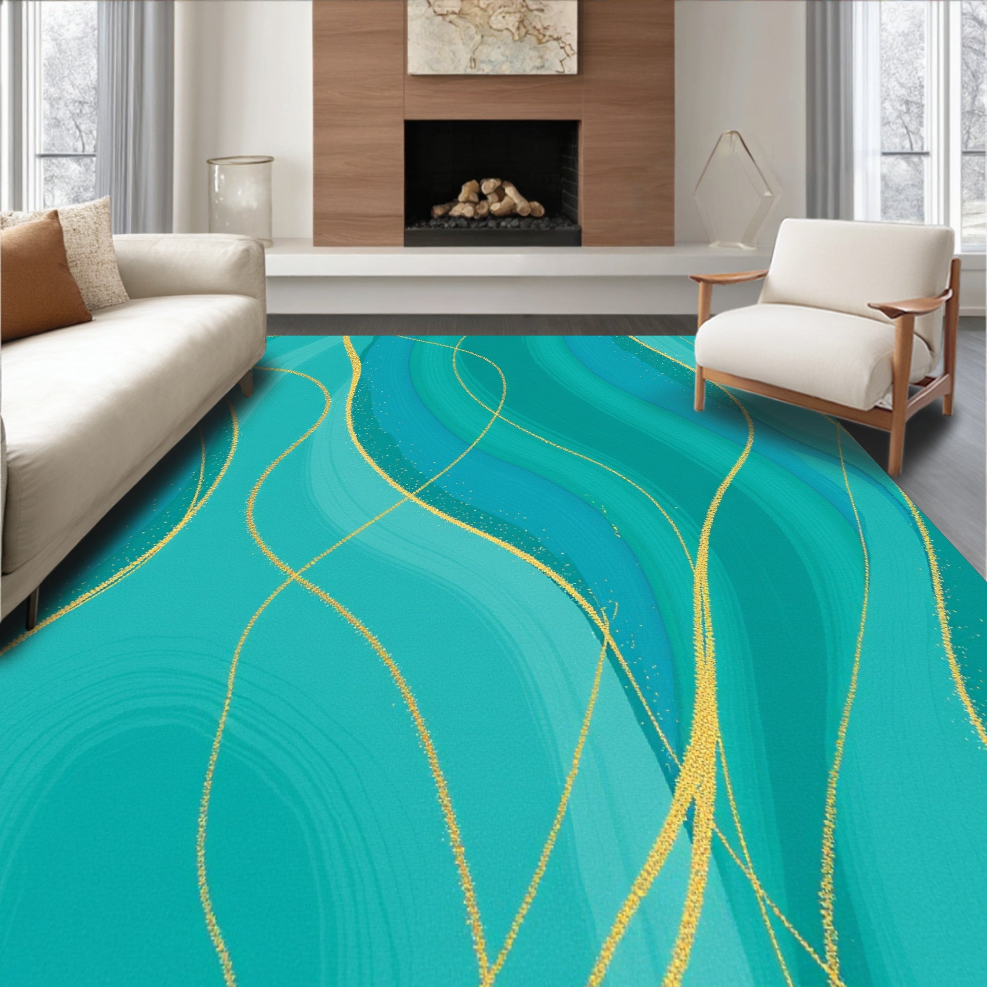 Mystical Azure Stream Elegant Fluid Dynamic(Blue)