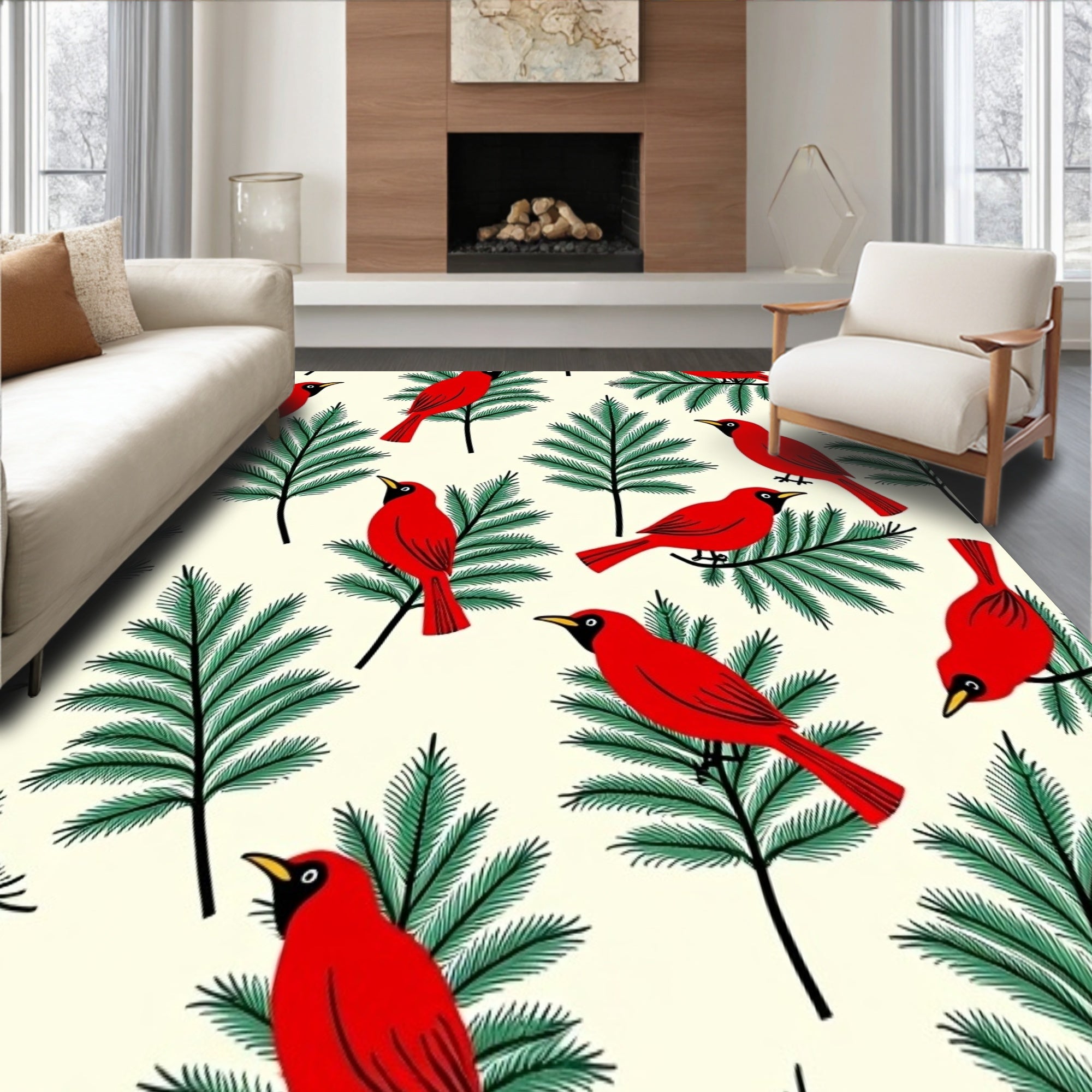 Cardinal Pine Branch Holiday Bathroom(Red)