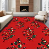 Stylized Amber Woods Motif with Flourished Botanical Embellishments(Red)
